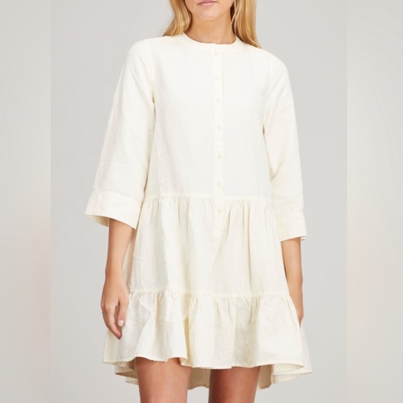 APIECE APART Maurino Drop Waist Mini Dress in Cream - Picture 2 of 7